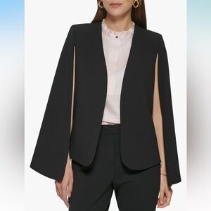 Elegant DKNY Black Open Front Blazer/Cape size XL
